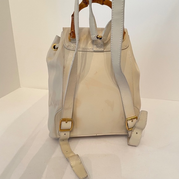 Gucci White/Cream Leather Mini Backpack Bamboo